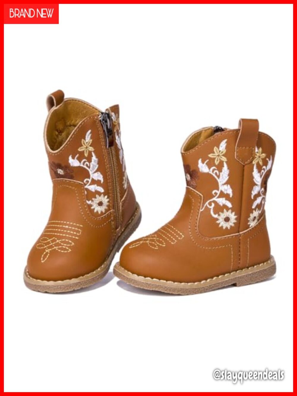 Toddler Cowboy Boots Western Mid-Calf Microfiber PU Leather Round Toe